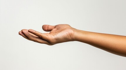 Wall Mural - Close-up of an outstretched hand, fingers spread, isolated white background generative ai