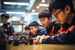 A dynamic shot of students engaged in a robotics competition, illustrating the tech-savvy and innovative mindset of today's youth.