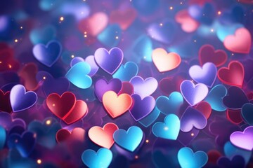 Hearts shape bokeh background colored