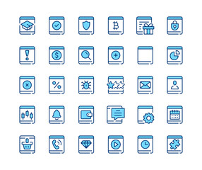 Wall Mural - tablet icons set. vector line icons. blue color outline stroke symbols. modern concepts