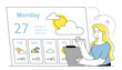 © Aleksey - Woman with weather forecast vector linear