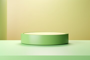 Wall Mural - abstract green cylinder podium with pastel backdrop.