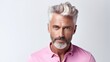 Close up portrait of well groomed man over 55 year old with stylish beard and haircut. Old age model with grey hair. Beard style. Elderly men model.  Barber shop