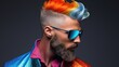 © Rodica - Portrait of bearded middle age model man with colorful stylish hair. Hair color for men. Hair style for men. Man with stylish beard