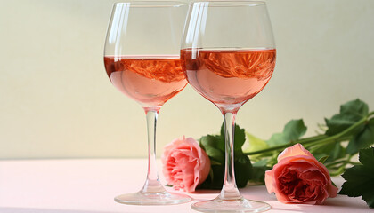 Wall Mural - Romantic wineglass on table, celebrating love and elegance, generated by AI