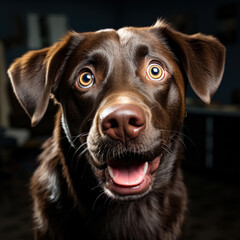 Wall Mural - Portrait of a black labrador retriever dog looking at the camera. 