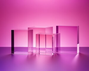 Acrylic Glass Blocks on Pink Gradient Background