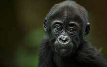 Baby Gorilla Face Close Up. Generative AI