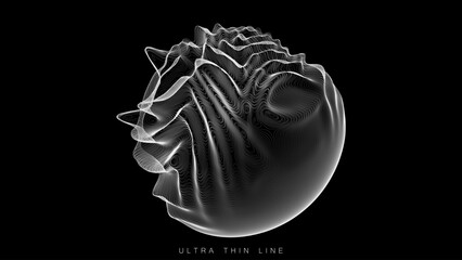 Wall Mural - distorted line spheres. vector thin line glitch geometry.