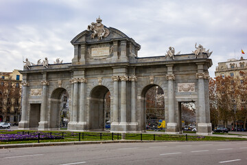 Sticker - Alcala Gate (Puerta de Alcala, 1778) - Neo-classical monument in Independence Square (Plaza de la Independencia) in Madrid, Spain.