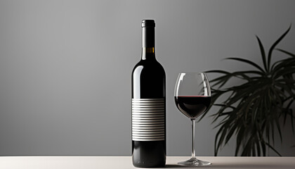 Canvas Print - Luxury celebration with red wine and elegant glass generated by AI