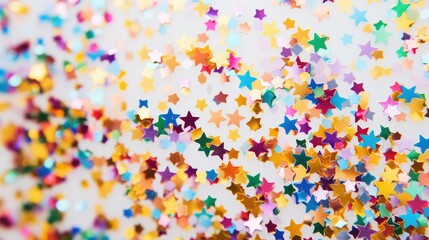 Sticker - party confetti stars background illustration colorful festive, glitter sparkles, vibrant joy party confetti stars background