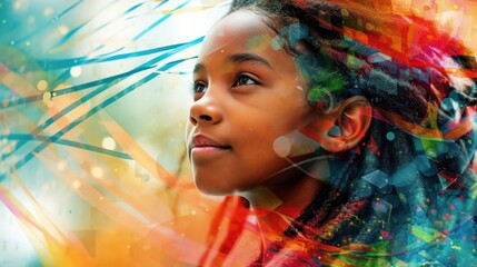 A close up of a young girl with dreadlocks looking at the camera, AI