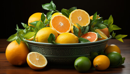 Poster - Freshness of citrus fruit brings healthy eating generated by AI