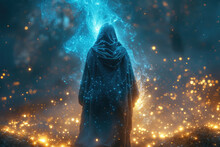 Blue Hooded Figure With Magical Aura