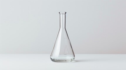 Poster - A clear glass vase on a white table with no other objects, AI