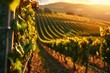 Sunset Vineyard Scenery, Wine Production Concept
