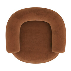 Wall Mural - brown fabric lounge chair, top view, 3d rendering, on transparent background	
