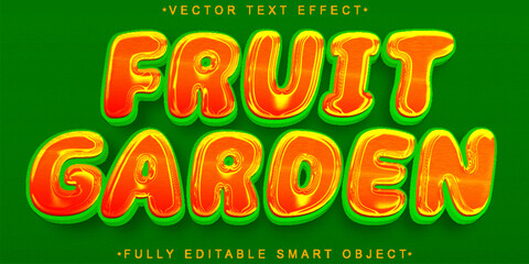 Wall Mural - Orange Fruit Garden Cartoon Vector Fully Editable Smart Object Text Effect