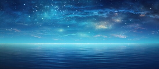 Canvas Print - Nighttime ocean horizon with stars and falling star.