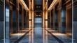 Modern Elevator Interior: Stainless Steel Architecture in Office or Hotel Lobby