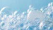 Abstract Soap Foam Bubble Texture on Blue Background - Beauty and Hygiene Concept