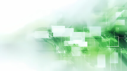Modern technology oriented abstract background with white and green colors, green is the dominant color