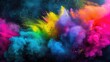 Explosion of colorful powder on a dark background