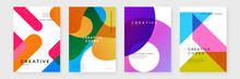 Colorful Colourful Vector Minimalist Geometric Shapes Creative Design Cover Template. Minimalist Simple Colorful Poster For Banner, Brochure, Corporate, Website, Report, Resume, And Flyer