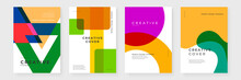 Colorful Colourful Vector Creative Design Abstract Shapes Cover. Minimalist Simple Colorful Poster For Banner, Brochure, Corporate, Website, Report, Resume, And Flyer