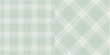 Fototapeta  - Vector checkered pattern or plaid pattern in green and bw. Tartan, textured seamless twill for flannel shirts, duvet covers, other autumn winter textile mills. Vector Format