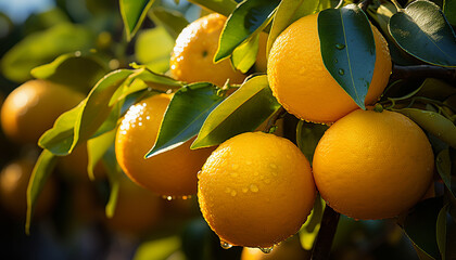 Sticker - Freshness of citrus fruit in nature close up generated by AI