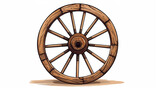 Fototapeta  - rustic wagon wheel illustration on white isolated background