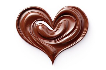 Poster - Heart shaped swirl of melted chocolate on a white backdrop