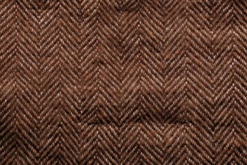 Sticker - High resolution close up of an expensive man s suit fabric featuring a brown woolen herringbone tweed background with striped zigzag texture