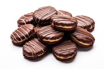 Sticker - Homemade chocolate pastry cookies on white background