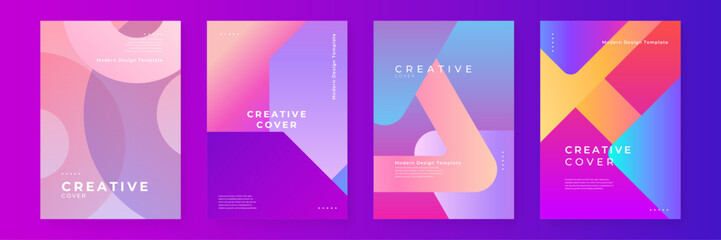 Colorful colourful vector abstract creative cover collection design with shapes. Minimal brochure layout and modern geometric report business flyers poster template.