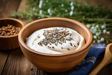 Poster - Super healthy flax seeds mixed with yogurt versatile for various dishes