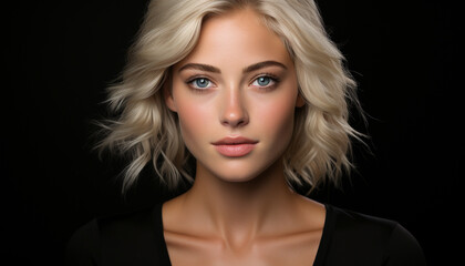 Wall Mural - Blond haired woman, beauty portrait, caucasian ethnicity, close up generated by AI