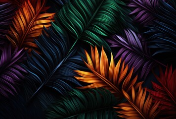 Wall Mural - 3d seamless tropical palm leaves background