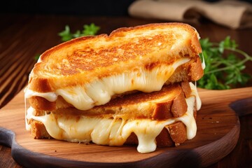 Wall Mural - Cheesy toast sandwiches on a table