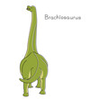 笑顔で可愛い恐竜ブラキオサウルス（カラー,後ろ）