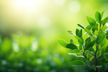 Sticker - Green leaves in a summer garden a natural backdrop symbolizing spring and the environment used as a cover page for an ecology wallpaper