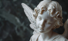 Angel Statue Made Out Of Marble With Calm, Generative AI 
