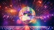© Virtual Art Studio - Vibrant nightclub scene with a glowing disco ball, colorful lights, and dancing crowd.