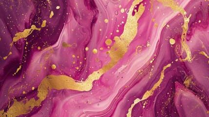 Wall Mural - Magenta and gold marble background, seamless, luxury