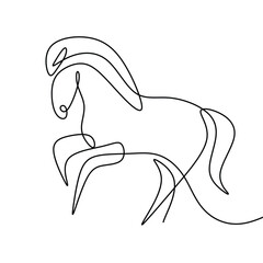 Wall Mural - Horse continuous one line art drawing. Animal running contour minimal. Vector illustration isolated. Minimalist design handdrawn.