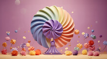 Lavender Harp With Rainbow Pinwheels Spinning