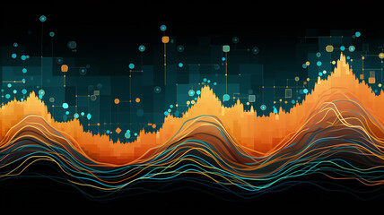 Wall Mural - A digital wave pattern with crests and troughs made
