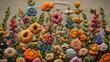 closeup embroidered flower arrangement table century tonal incredibly south america zoomed